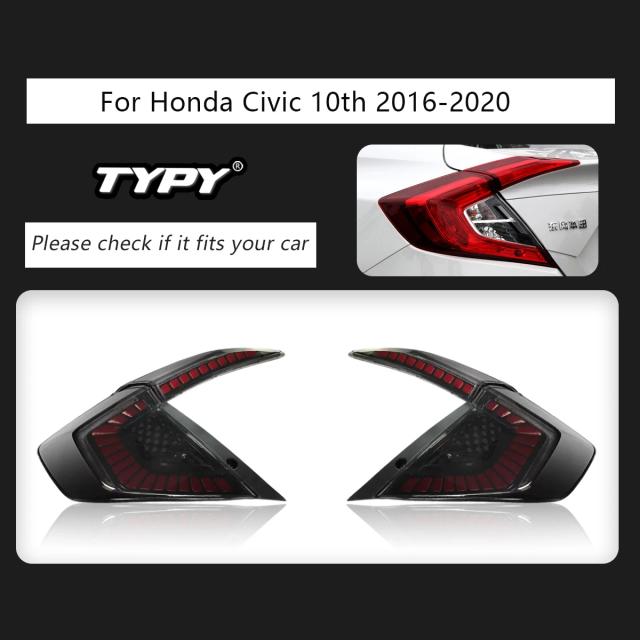 Honda Civic Lanterna Traseira LED DRL Dragon Scale Freio Luz Ré 2016-2020