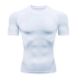 T-shirt de Compressão dos homens Respirável Futebol Terno Aptidão Apertado Sportswear Equitação Secagem Rápida Correndo Camisa de Manga Curta Esportes - Image 4