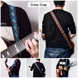 Bordado Print Guitar Strap Estilo étnico Vintage Alça ajustável para Guitarra Elétrica Folk Baixo Ukulele Guitar Acessórios - Image 4