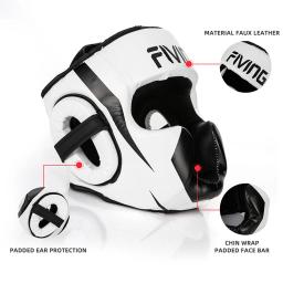 FIVING Full-Covered Boxe Capacete Muay Thai PU Couro Formação Sparring Boxe Chapelaria Ginásio Equipamentos Taekwondo Guarda Cabeça - Image 2
