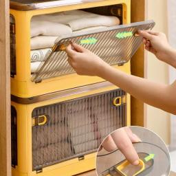 Caixa de armazenamento dobrável com rodas, Organizador de artigos diversos empilháveis, armazenamento doméstico, grande capacidade, livros, lanche, Toy Bin - Image 2