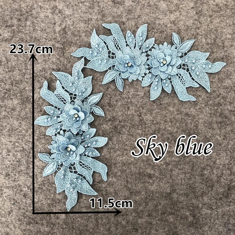 3D tridimensional flor bordado, decoração do laço, strass pérola, vestuário Applique artesanato, costura de tecido, acessórios DIY - Image 1
