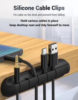 L16 Cable Organizer 5 Furo Silicone USB Desktop Management Clip Holder para Web Mouse Headset Wire Organizer - Image 1