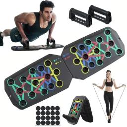 Conjunto de placa push-up multifuncional portátil com alças, equipamento fitness dobrável para treinamento de peito, abdômen, braços e costas - Image 1