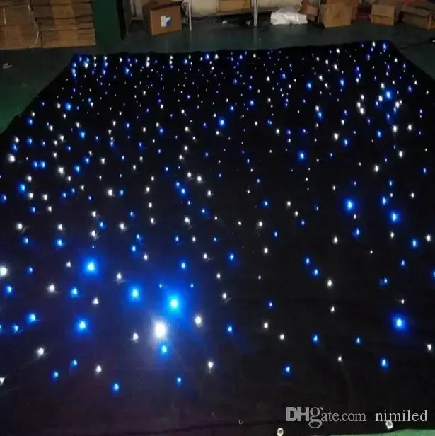 Cortina de LED Azul-Branca de 4m x 6m com Controle de Iluminação e Efeitos Estelares