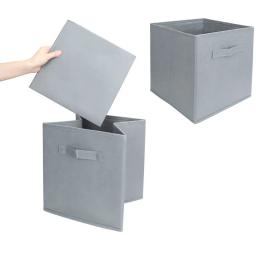 Caixa de armazenamento cinza bege, pode ser dobrado, aberto, gaveta de arte de pano, caixa de armazenamento quadrada - Image 6