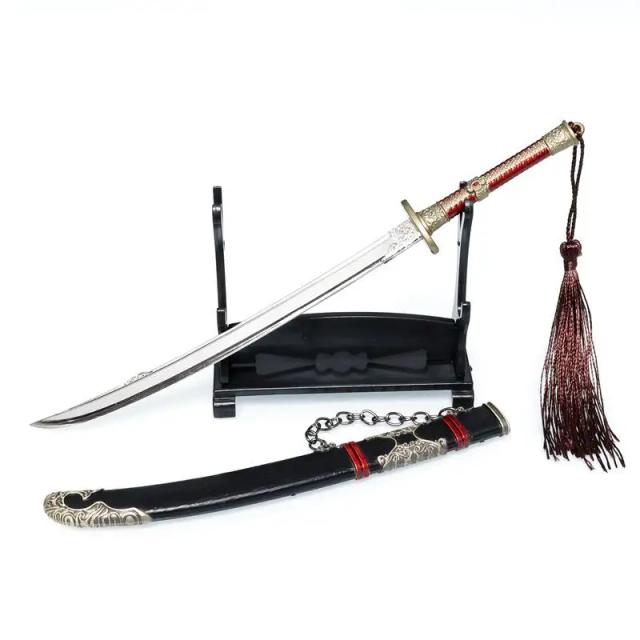 Faca Chaveiro Flame Raging com Design de Katana, 22cm, Ideal para Presentes e Colecionadores