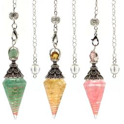 7 Cristais Chakra Pêndulo Pedras Naturais Reiki Cura Quartz Gems Resina Pingente para Adivinhação Yoga Meditação Jóias - Image 1