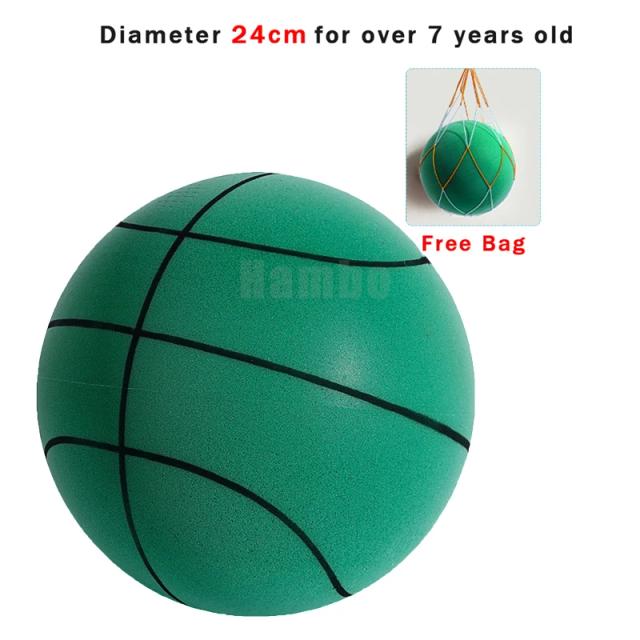 Bola de Basquete Silenciosa para Crianças - Brinquedo de Espuma para Atividades Internas e Externas, Tamanho 7, 18 cm e 24 cm
