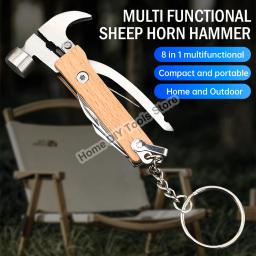 Martelo de garra portátil multi ferramentas, Martelo salva-vidas, Faca multifuncional Alicerce de aço inoxidável, Garra de emergência, Equipamento de acampamento - Image 1