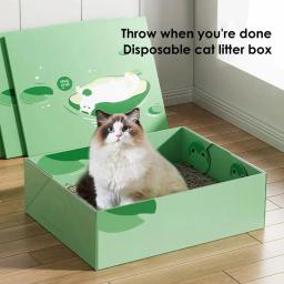 Caixa De Lixo De Gato De Papel Descartável Caixa De Papelão Leve Dobrável Revestimento Impermeável Seguro Para Viagens, Piquenique Em Casa - Image 3