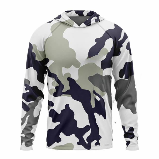 Camisa de Pesca Masculina com Capuz Proteção UV Secagem Rápida 3XS-6XL