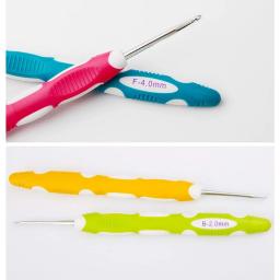 Agulhas de crochê de alumínio com aderência colorida, agulhas de tricô, mão tricotada, processo DIY ferramenta, novo - Image 5