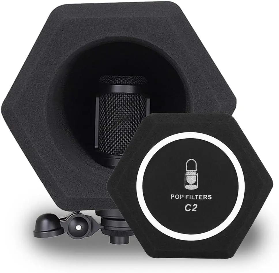 Microfone Pop Filtro Vento Escudo Acústico Para Record Studios Mic Som-absorvente Espuma Vocal Isolamento Bola - Image 1
