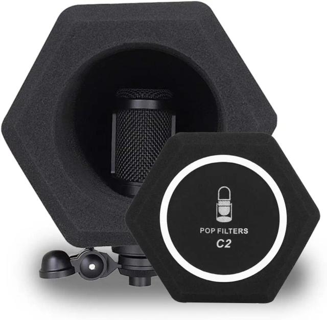 Filtro Pop Acústico com Espuma para Microfone - Isolamento Eficaz para Estúdios de Gravação