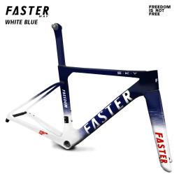 2026 pintura fasterway liberdade chuva conjunto de quadros carbono bicicleta estrada quadro com garfo selim braçadeira fone ouvido guiador 32c freio a disco - Image 1
