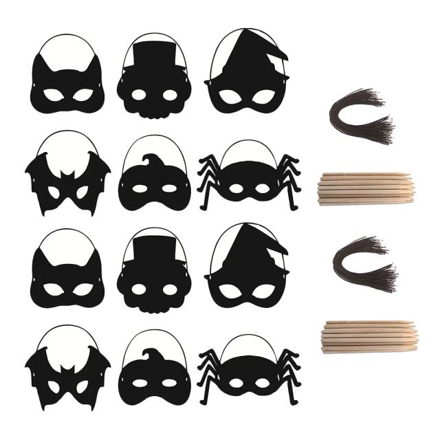 Brinquedos de Pintura de Arranhões: 28 Máscaras Infantis Faça Você Mesmo para Lembrancinhas de Festa de Halloween com Artesanato em Papel Arco-Íris