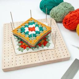 Wood Crochet Blocking Board Kit com haste de aço inoxidável, Pinos para tricô Granny Squares, Crafting Lovers Gifts - Image 4