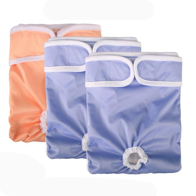 Fralda Lavável para Cães Fêmeas, Ajustável e Altamente Absorvente - Pacote com 3 Unidades em Cores Sólidas
