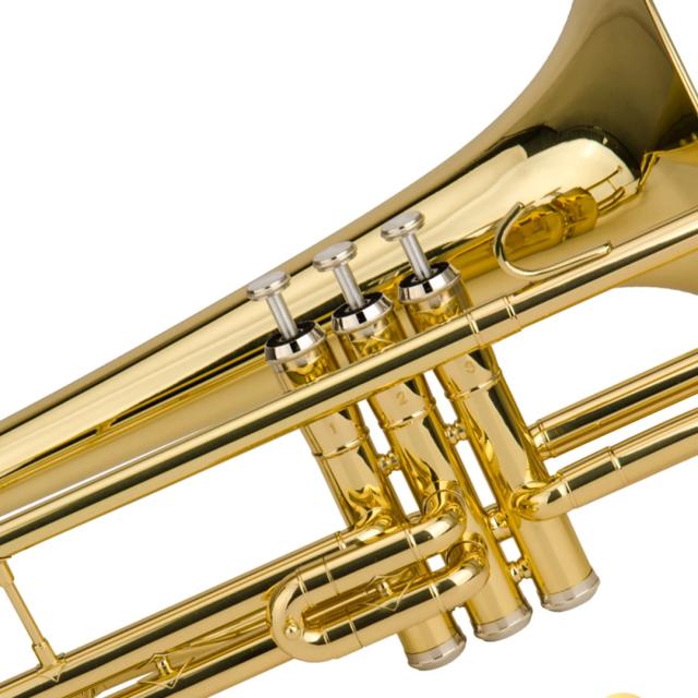 Trombone Piston B Flat em Latão Amarelo com Laca Brilhante e Estojo Inclusa