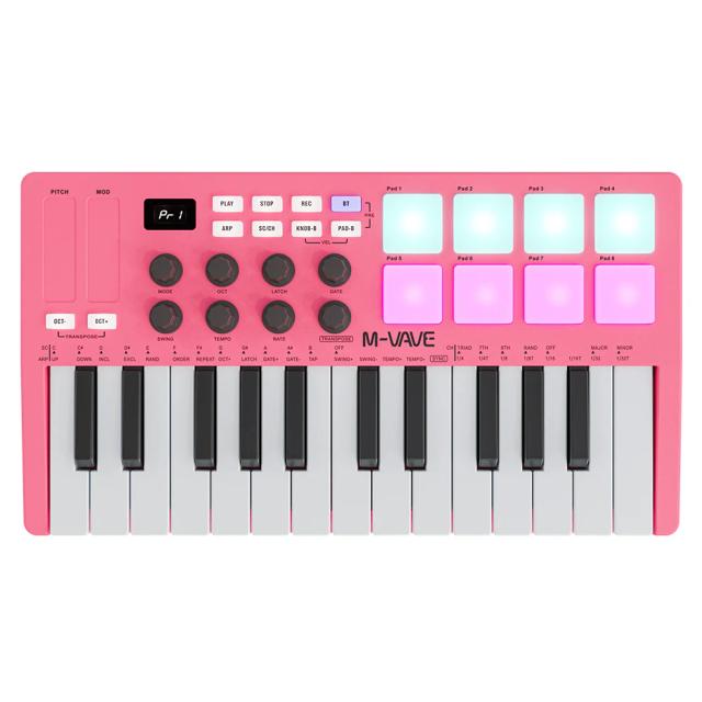 Teclado Controlador MIDI SMK 25 com 8 Drum Pads RGB, Console de Controle e Software Inclusos para Desempenho Musical Avançado