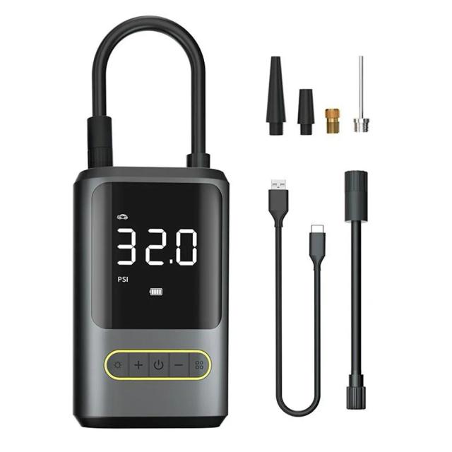 Inflador Portátil de Pneus de Bicicleta 150psi com USB-C Recarregável e Bateria de 4000mAh