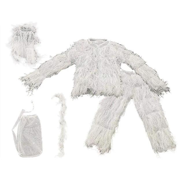 Terno Ghillie Camuflado para Crianças - Conjunto Tático com Capuz para Caça e Aventura na Selva