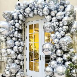 Prata Disco Ball Balões para Dance Party, filme de alumínio espelho, Decorações de aniversário, 10 em, 15 em, 22in, 30PCs - Image 6