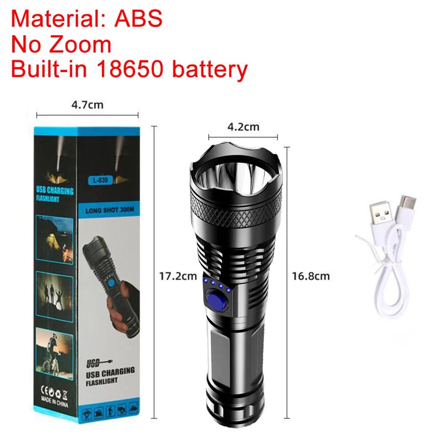Poderosa lanterna led recarregável, tocha luz, zoom tático, acampamento ao ar livre, emergência, lâmpada ultra brilhante, bateria 25560 mAh - Image 1