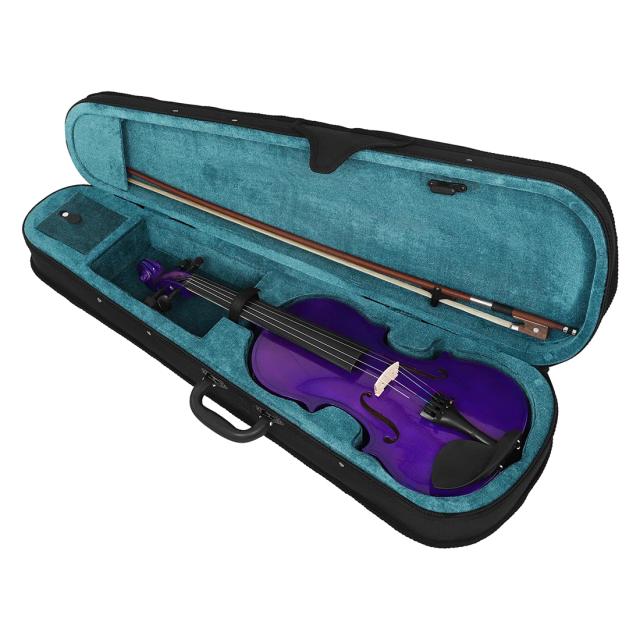 Violino Acústico Artesanal em Madeira Maciça Roxo 4/4 para Iniciantes e Profissionais