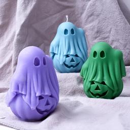DIY Pumpkin Ghost Candle Mold, criativo do Dia das Bruxas, gesso monstro bonito, molde concreto do silicone, artesanato perfumado 3D, ornamentos artesanais - Image 1