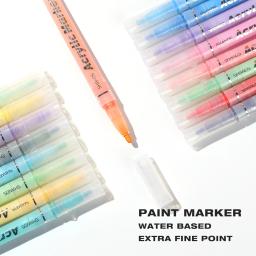 Marcador de tinta acrílica com 24 tintas coloridas, adequado para pintura rupestre, vidro, madeira, papel preto, artesanato de Scrapbook, 12pcs, 24pcs - Image 2