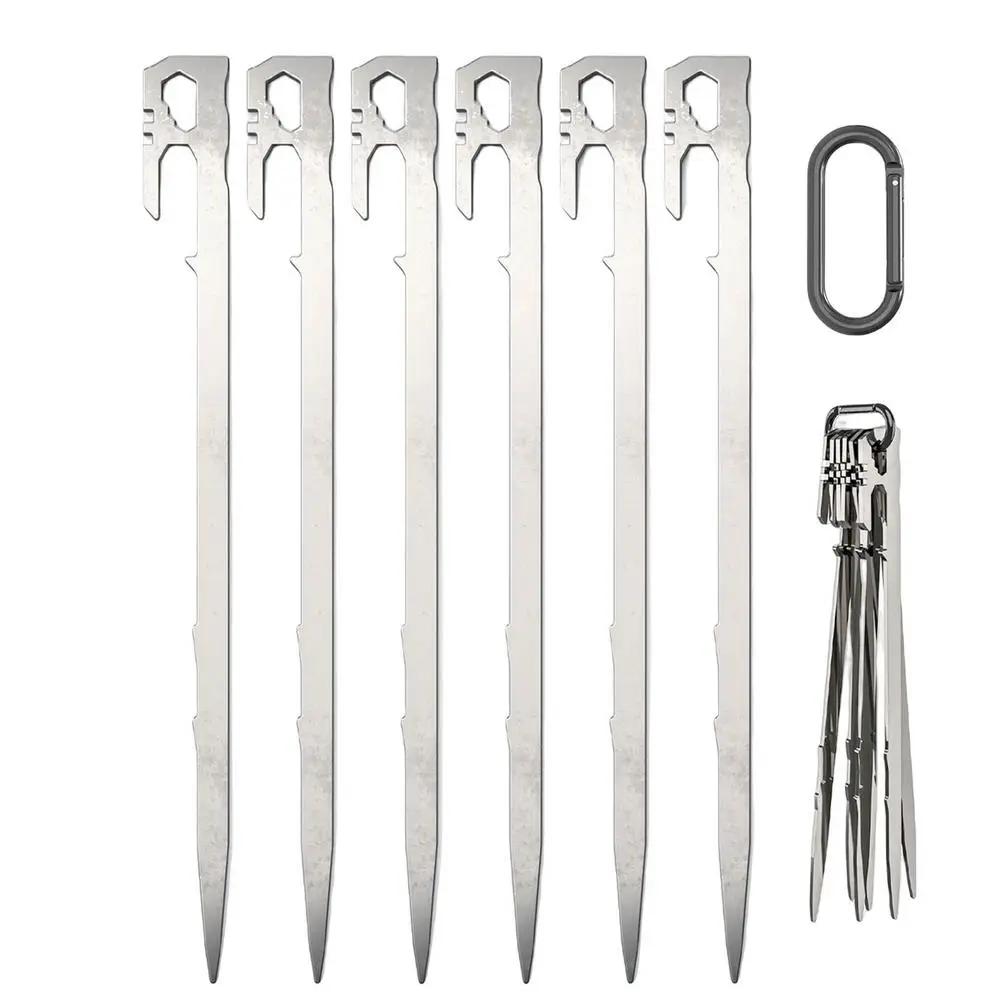 Estacas de acampamento com pregos reforçados, toldos Hammock, acessórios do trampolim, barraca do sol, barraca, 6 pcs - Image 1