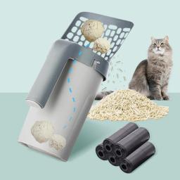 Colher De Pá De Lixo De Gato Com Saco De Recarga, Filtro De Animais De Estimação, Selecionador De Lixo De Banheiro Limpo, Suprimentos De Gato, Caixa De Auto Limpeza - Image 1
