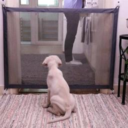 Cercas de barreira para cães de estimação, com 4 peças de gancho, rede isolada para animais de estimação, portão de escadas, novo cercadinho dobrável de malha respirável para cerca de segurança de cães - Image 3