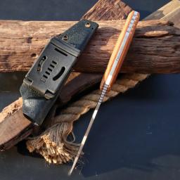 Lengren-Aço Faca de Caça Tático com Linho Handle, Lâmina Fixa, K-bainha, Facas de Sobrevivência, Camping Tool, DC53 - Image 4