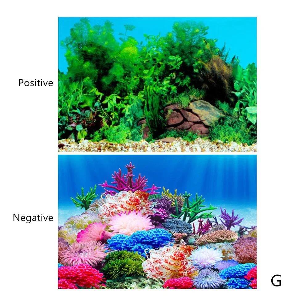 Fundo para aquário 3d adesivo cartaz tanque de peixes acessórios de fundo decoração ocean plant aquascape pintura - Image 1