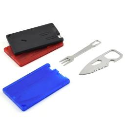 Acampamento faca de churrasco garfo edc segurança primeiros socorros ao ar livre multifuncional ferramenta cartão - Image 1