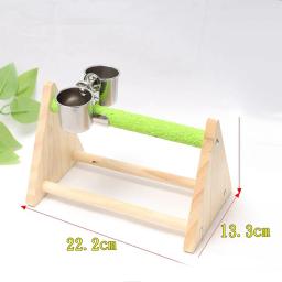 Suporte para alimentador de pássaros com copo alimentador, poleiro de madeira para treinamento de pássaros, papagaio, cacatua - Image 4