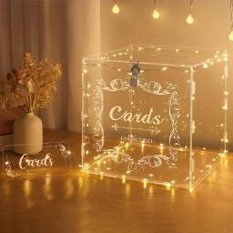 Acrílico Caixa De Cartões De Casamento, Elegante DIY Envelop Presente, Cartão Titular Do Dinheiro, Graduação Eventos Celebração, Festas De Aniversário - Image 5