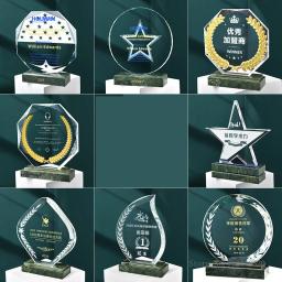 Troféu De Vidro Personalizado, Criativo, Honra De Alta Qualidade, Prêmio De Lembrança, Forma Geométrica, Troféu De Cristal De Mármore - Image 2