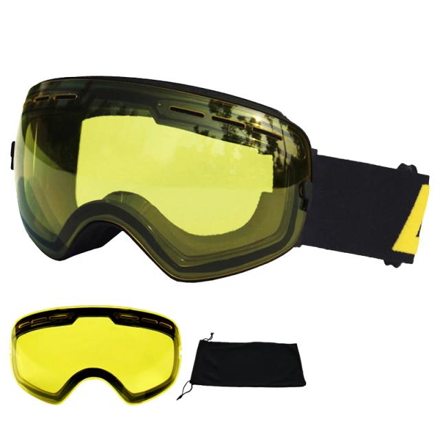 LOCLE Camadas Duplas Óculos de Esqui Anti-nevoeiro UV400 Esférico