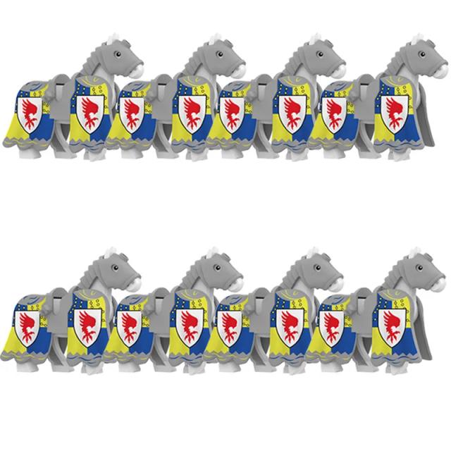 Moc Blocos Militares Medievais Regimento Cavalaria Cavaleiro Cavalo Mini Tijolos Brinquedo Meninos