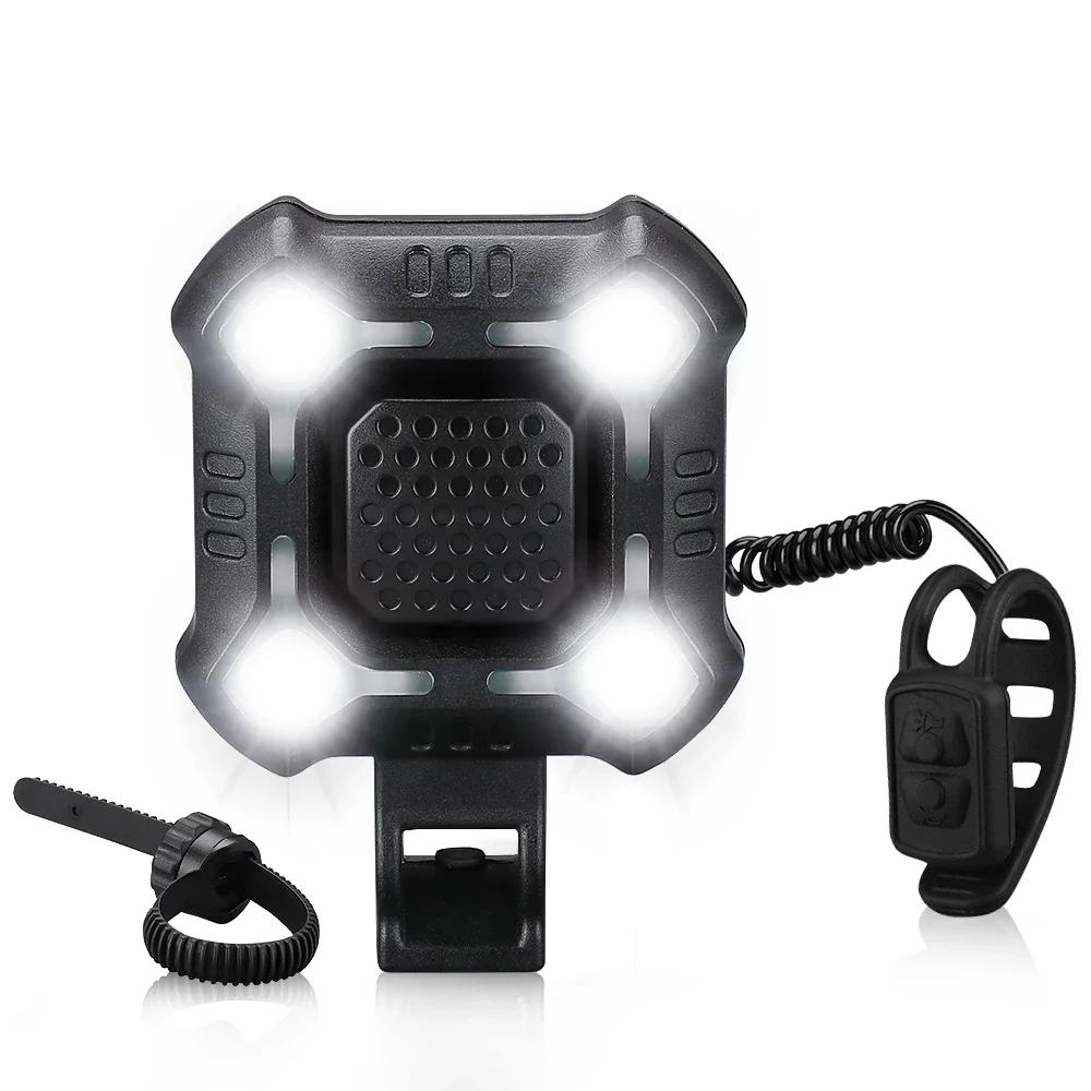 Camluxy 140db faróis de buzina de bicicleta ipx6 à prova d'água 4 leds lâmpada de ciclismo buzina elétrica carregamento usb campainha de alarme de segurança - Image 1