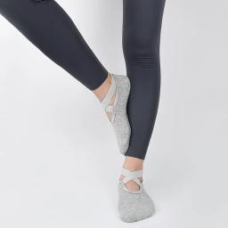 Mulheres bandagem meias de yoga pilates ballet dança meias de algodão antiderrapante esporte meia ginásio treino chinelo correndo aperto meia - Image 5