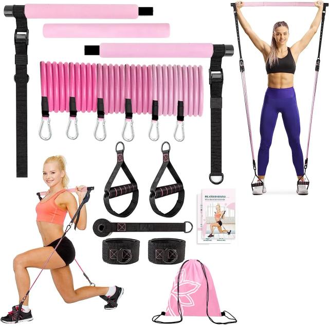 Kit Completo de Fitness: Yoga e Pilates com Bandas de Resistência para Treino em Casa e Corpo Inteiro para Mulheres