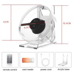 Publicidade Holográfica Luzes LED, 3D Desktop Model Fan, Tela com Reprodução De Áudio, Transparente Capa COOL - Image 5
