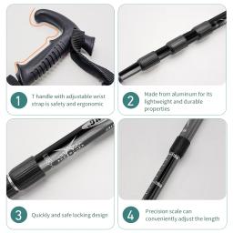 Outdoor Folding Trekking Pole, bengala portátil, caminhadas telescópica, leve, escalada de acampamento, 4 seções - Image 4