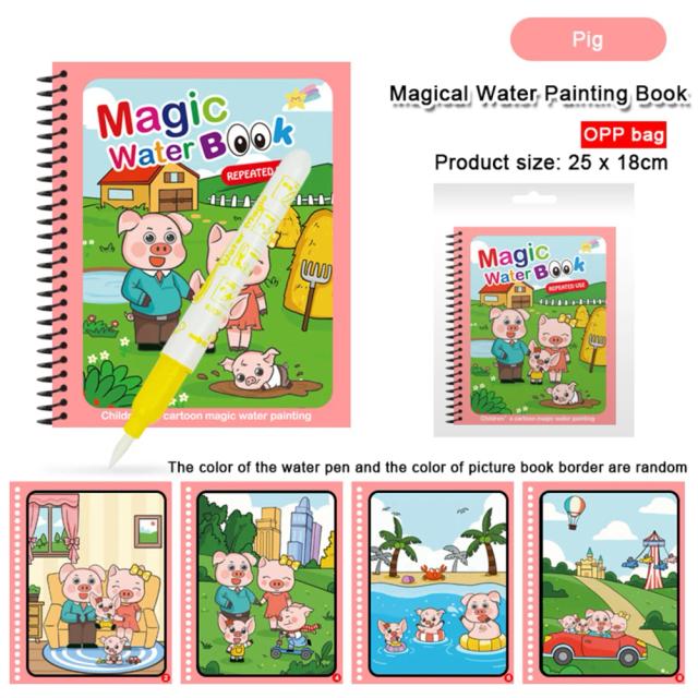 Água Mágica: Livro Reutilizável de Desenhos e Brincadeiras Educativas para Crianças Montessori