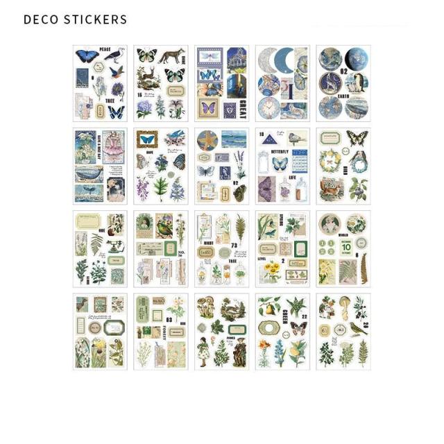 Adesivos Decorativos Vintage: 20 Folhas de Borboletas e Flores para Scrapbooking e DIY